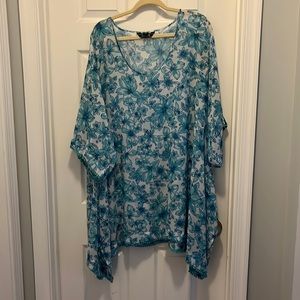 Cute swimsuit coverup! Adorable Pom Pom detail on hem and sleeves!